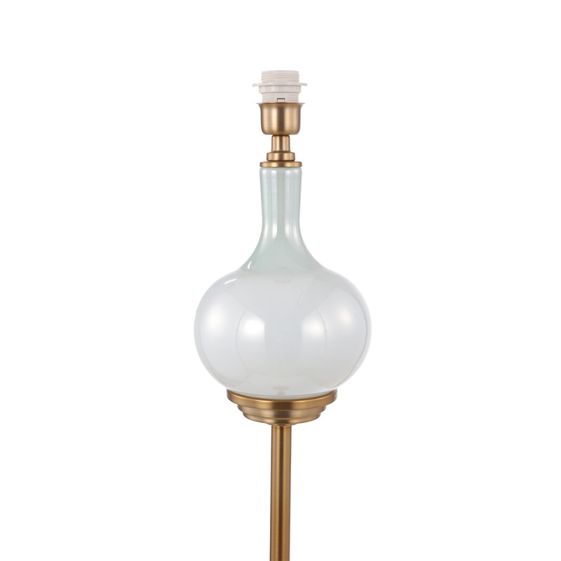 Tyann 165cm Tall Traditional Floor Lamp, Floor Standing Glass Corner Lamp with Velvet Shade, White, Gold & White