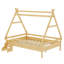 Structure de lit double en bois massif avec escalier - Lit simple à profil bas, conception amusante pour enfants, finition naturelle-2146224409-2146224410