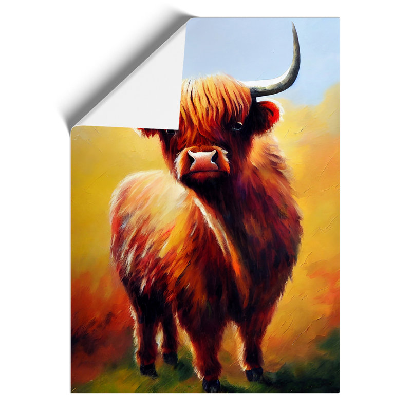 Resplendent Highland Cow - Wall Art, 29.7cm H x 21cm W, Paper, No Matte