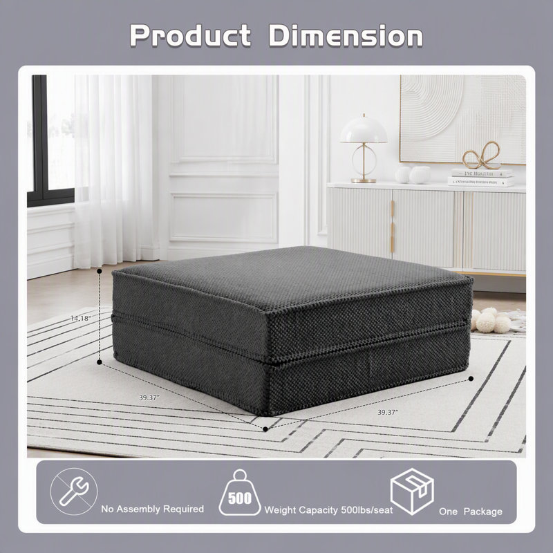 Repose-pieds modulaire convertible sans assemblage, gris foncé, 24.2 lbs, DARK GREY Fabric