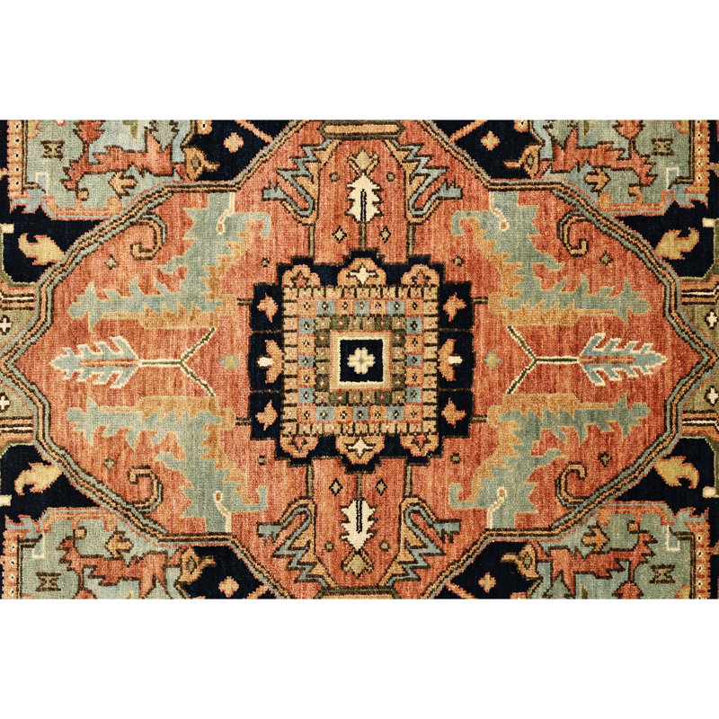 High-Quality Hand-Knotted Red Area Rug, Rectangle 10' x 14'