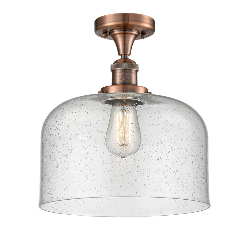 Plafonnier semi-encastré 1 lumière Bell, Ampoule non incluse, Grainé, Cuivre antique