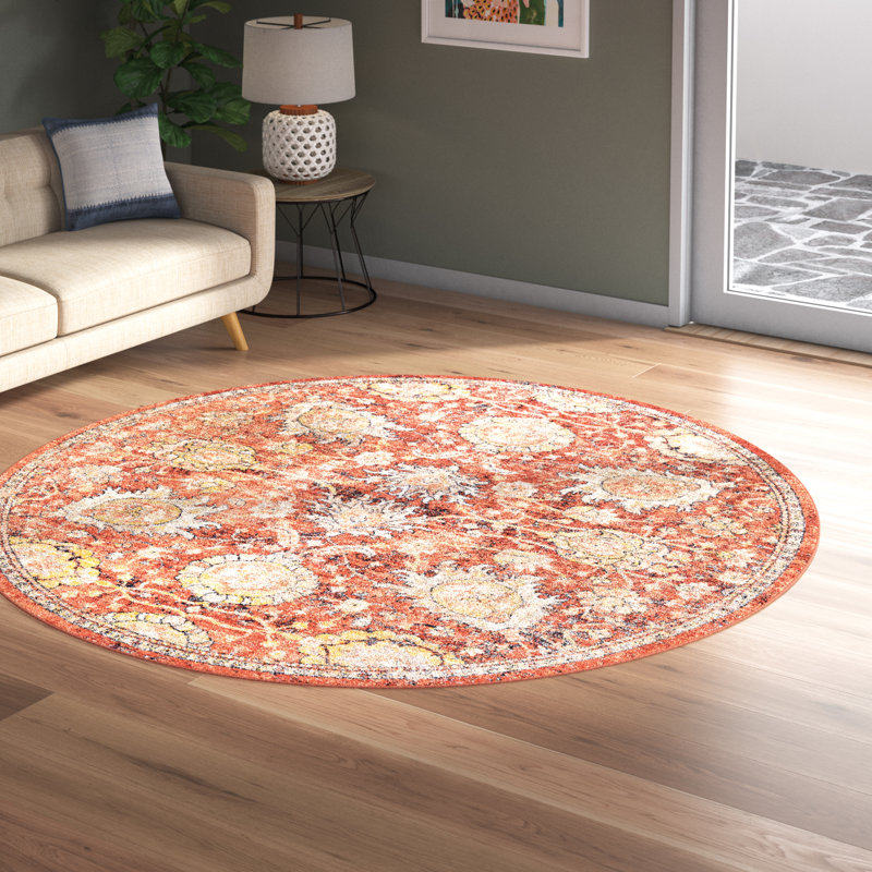 Tapis rouge brique Akira, Rond 3 pi 11 po