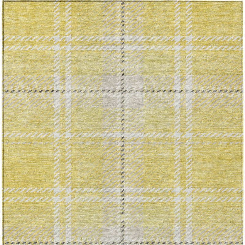 Tapis intérieur lavable 9 pi x 12 pi jaune et noir ivoire