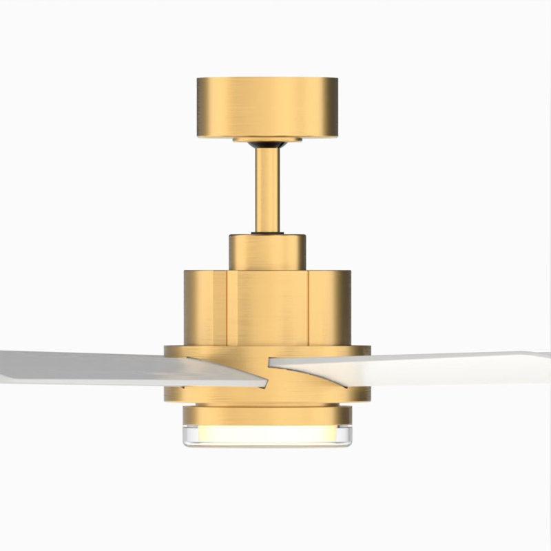 Pendry 56 inch Indoor/Outdoor Ceiling Fan with Matte White Blades - Brushed Satin Brass, White, Satin Brass