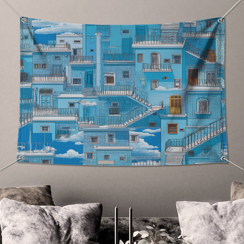 Tapisserie «Buildings Wall - Architecture», H 104 po x 88 avec 4 œillets
