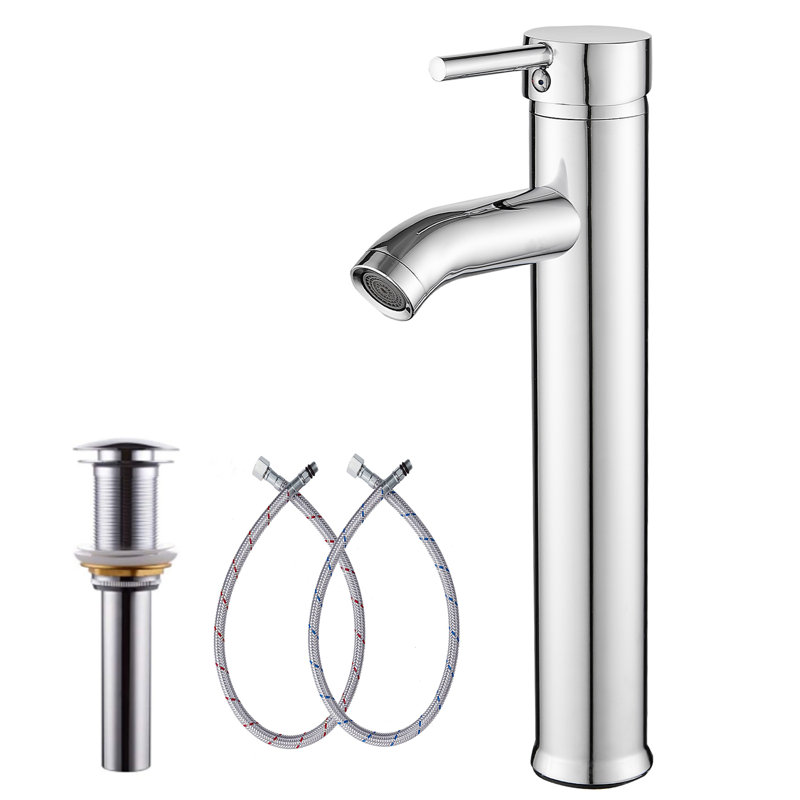 6688H - Lavabo vasque de salle de bain monocorps avec drain, Chrome poli