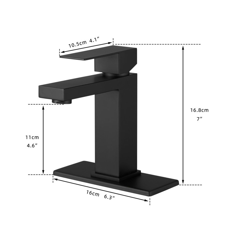 Robinet de lavabo de salle de bain à poignée simple en laiton, Noir