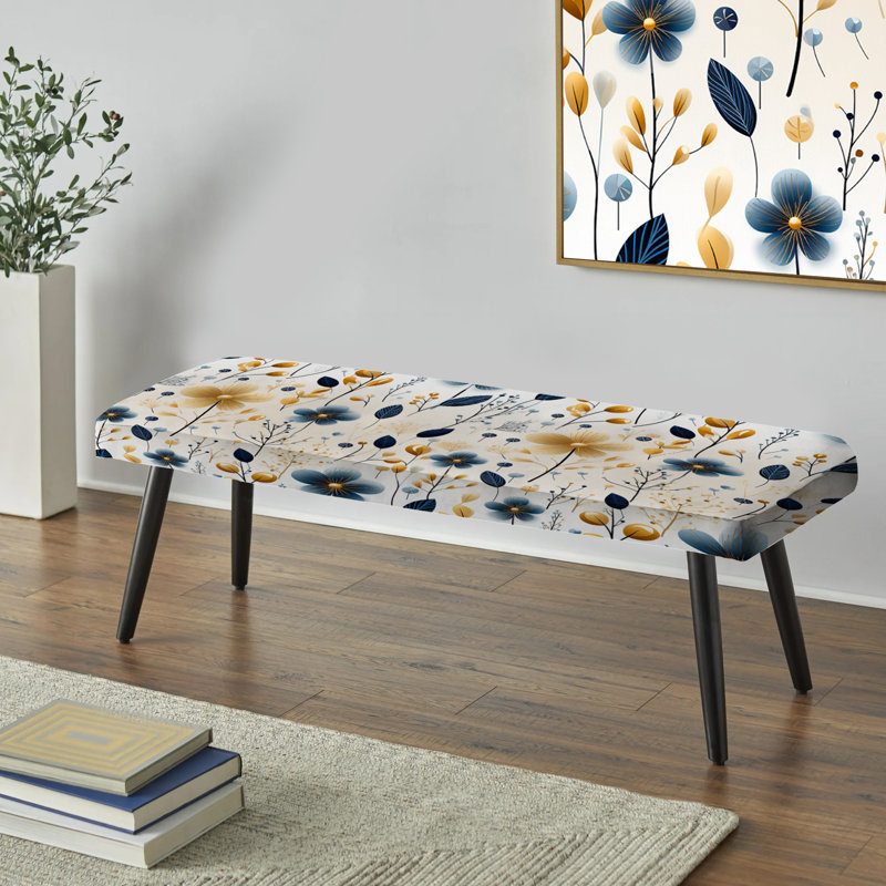 Lace Veil - Banc rembourré, Minimalist Charm Floral Pattern In Blue