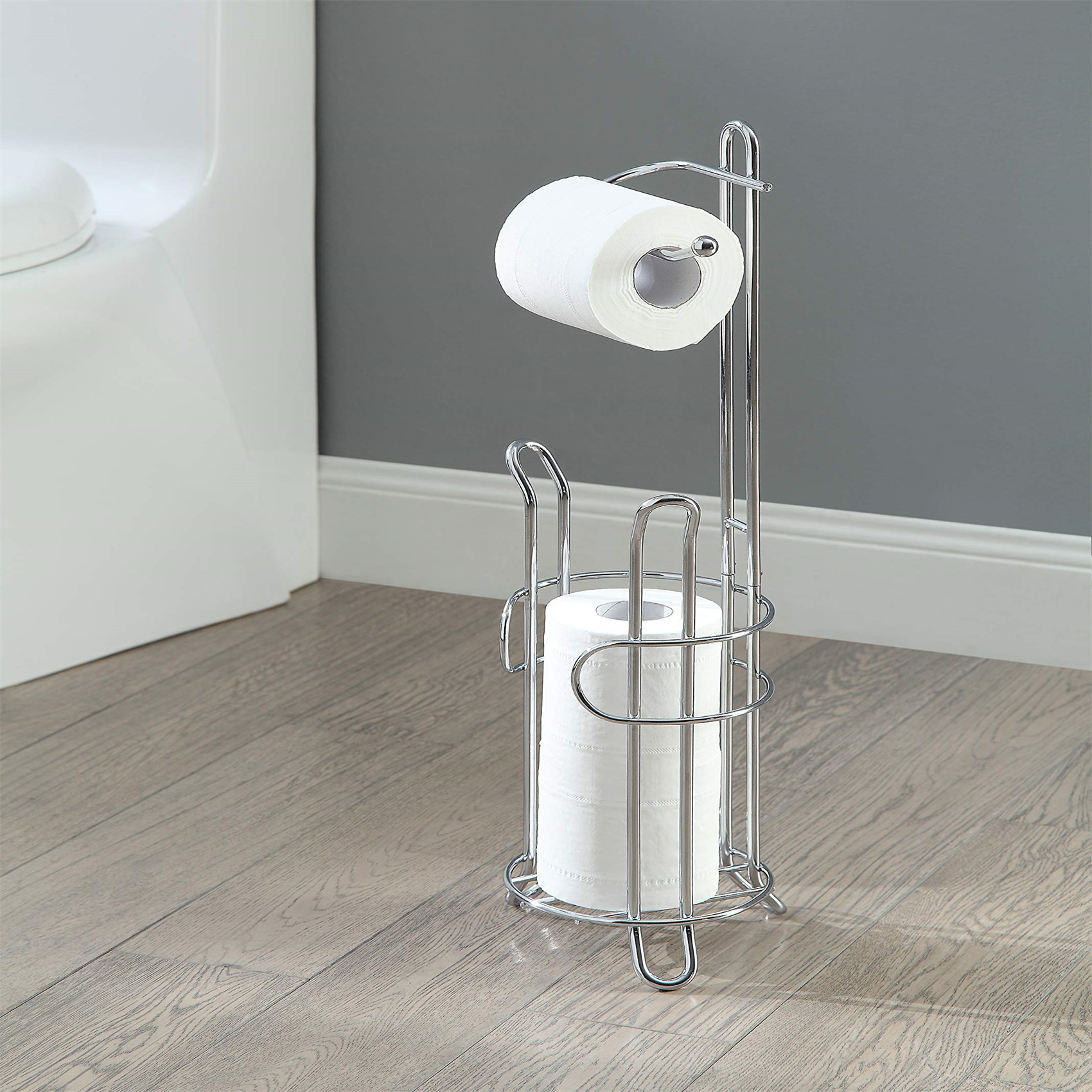 Stainless Steel Toilet Roll Holder - Freestanding Bathroom Tissue