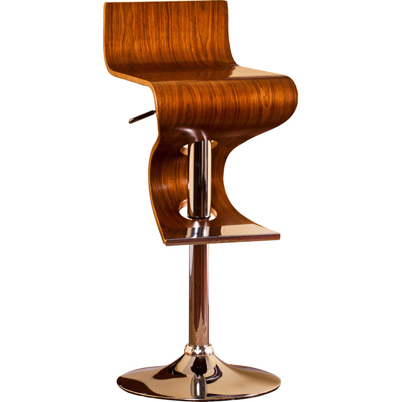 Glen Arbor Swivel Adjustable Height Counter Stool with Solid Wood Frame, Dark Walnut