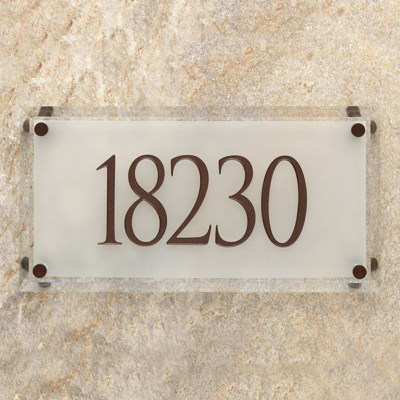 Frosted Beveled Crystal Trajan Engraved 1-Line Address Sign, Yes, Dark Bronze