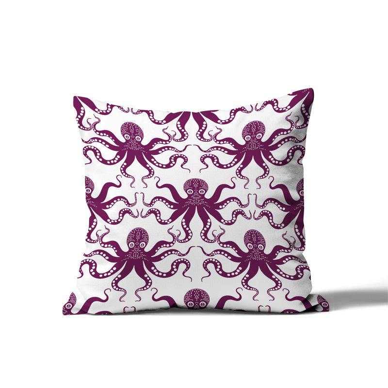 Barnon Outdoor Reversible Throw Pillow, 18"H x 18"W, Purple
