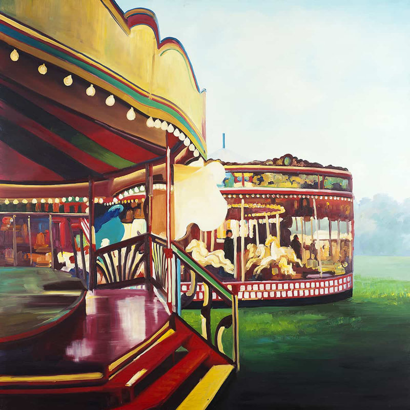 Reproduction d’art sur toile carrousel, H 24 po x l 24 po x P 1,5 po