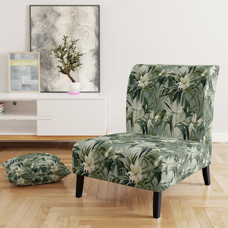 Fauteuil de chambre rembourré C, Bambou élégance motif tropical II