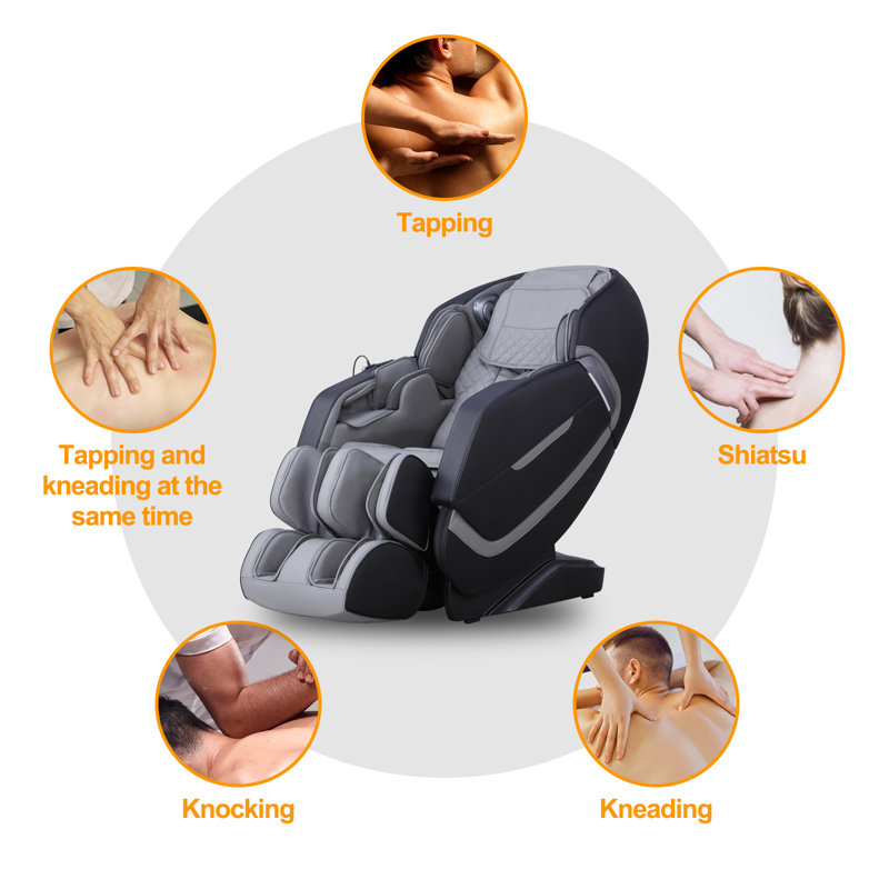 Zero Gravity Massage Chair, SL-Track, Full Body, Waist Heating, Foot Rollers, Airbags, Bluetooth Speaker, 6 Modes, 5 Techniques, 4D, 3 Intensity and Speed Optional, 2 LED Lights, 1 Remote Controller