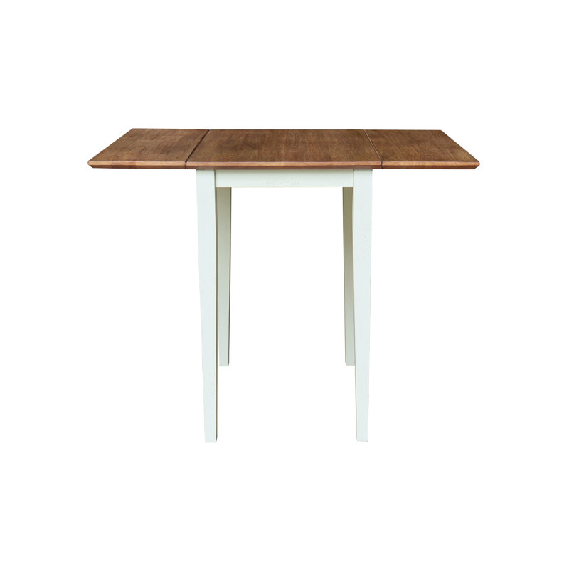 Maner Extendable Drop Leaf Solid Wood Dining Table, Hickory/Shell