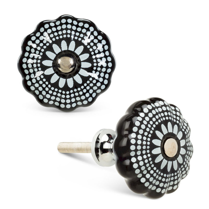 Oversized 2" Diameter Mushroom Knob, Black