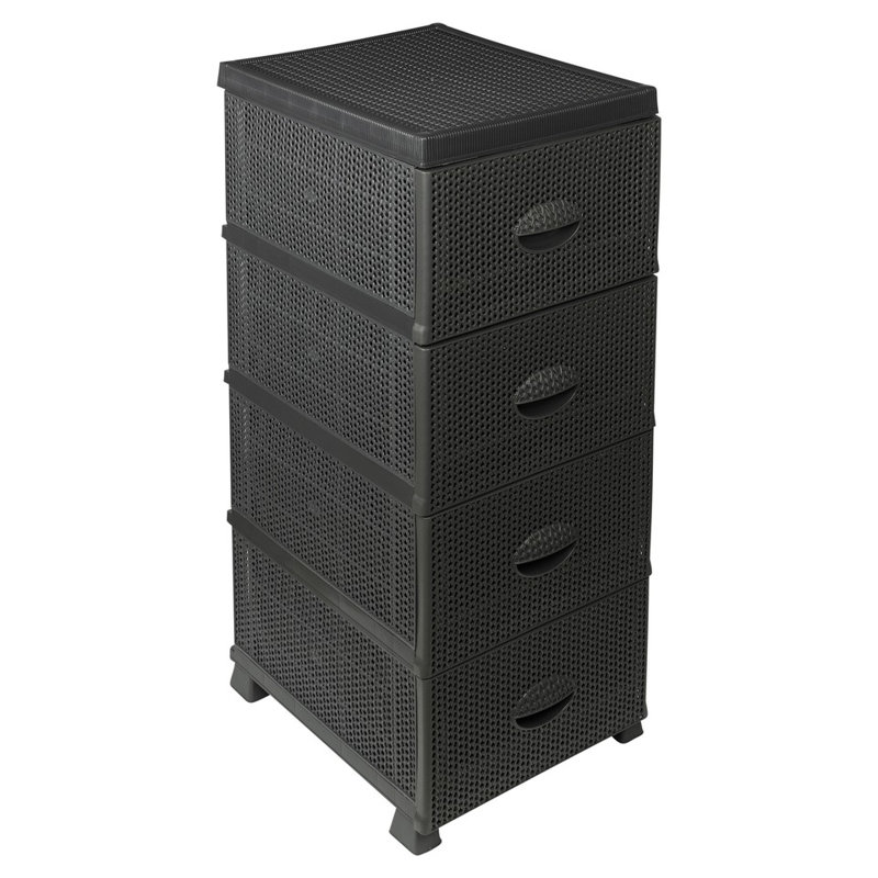 4 Drawer Storage Drawer, Black