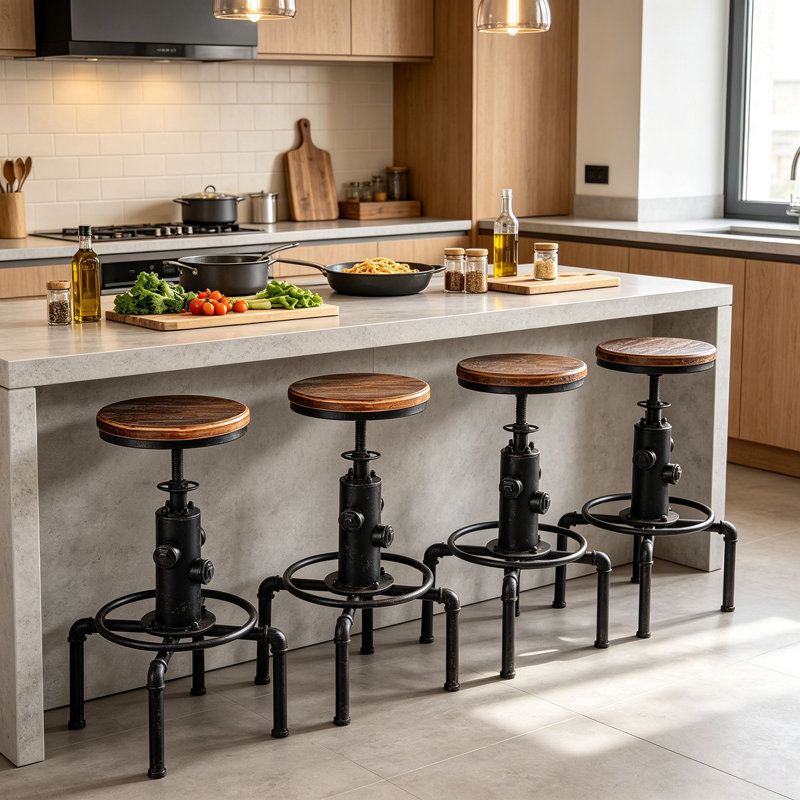 Tabouret de bar Dicot, Brun / Noir, 4