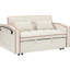 Modern Adjustable Back Bed In Beige Velvet, , Ashtray, Phone Stand & 2 Pillows 55.5" Velvet With , Holder Fluffy Cushions
