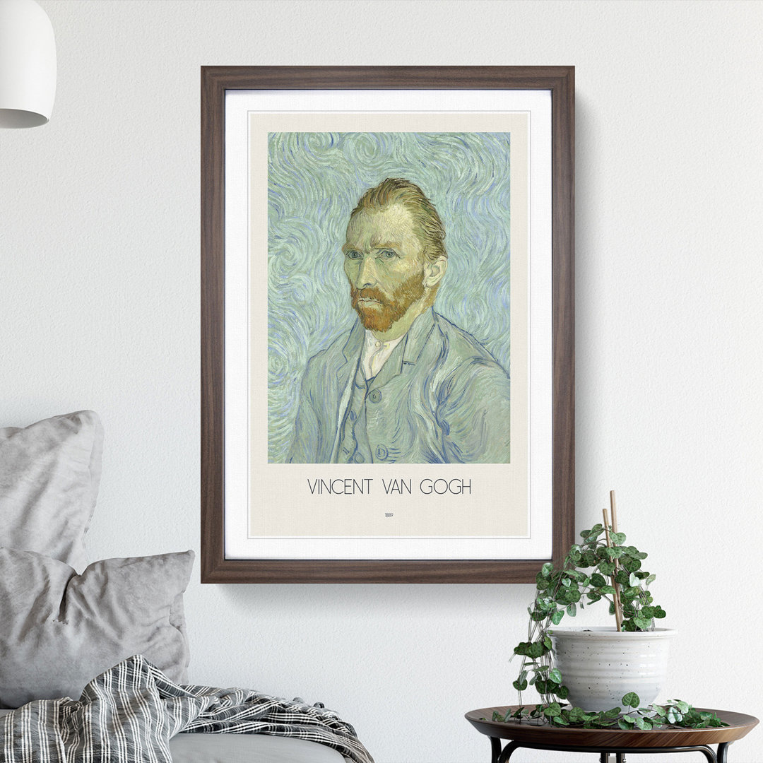 Self Portrait with Border by Vincent Van Gogh - Picture Frame Painting