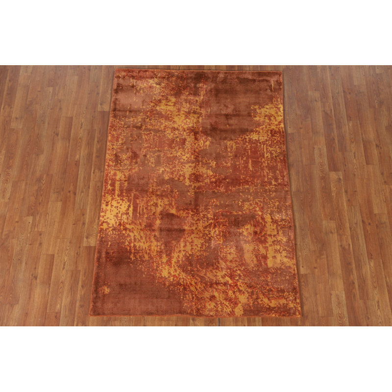 Tapis abstrait moderne fait à la main 4 x 6