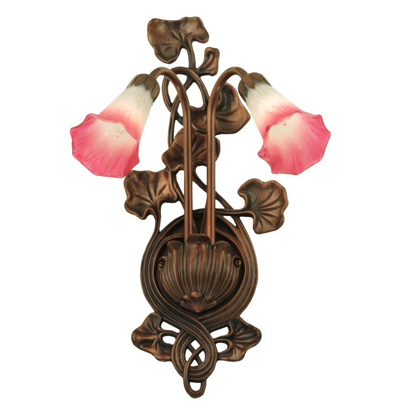 Meyda Tiffany & Stained Glass Armed Sconce, Pink/White