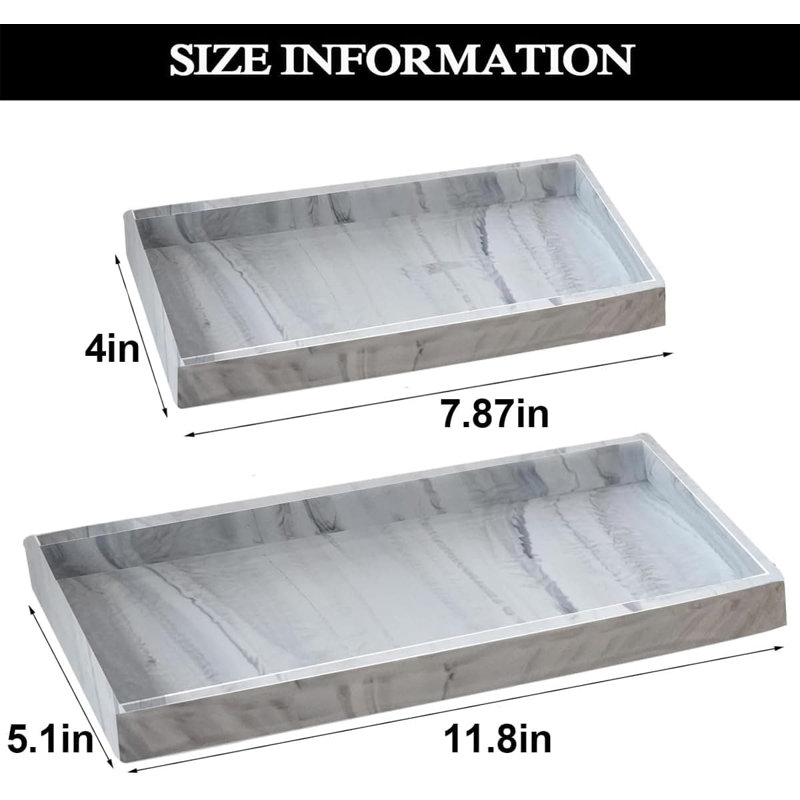 Ensemble de plateau de distributeur de savon en silicone - Organisateur imperméable antidérapant pour comptoir de cuisine, meuble-lavabo et toilette avec rebords surélevés pour sécuriser les articles