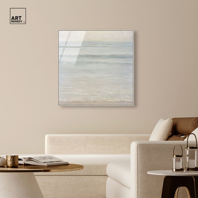 "Milky Tide I", reproduction d'art acrylique encadrée par Art Remedy, cadre doré, 12 x 12
