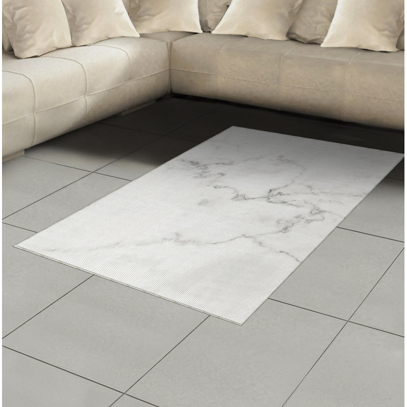 Marble Print High Density Long Fiber Poly Threads Decorative Area Rug Carpet, Rectangle 4' x 5'8"