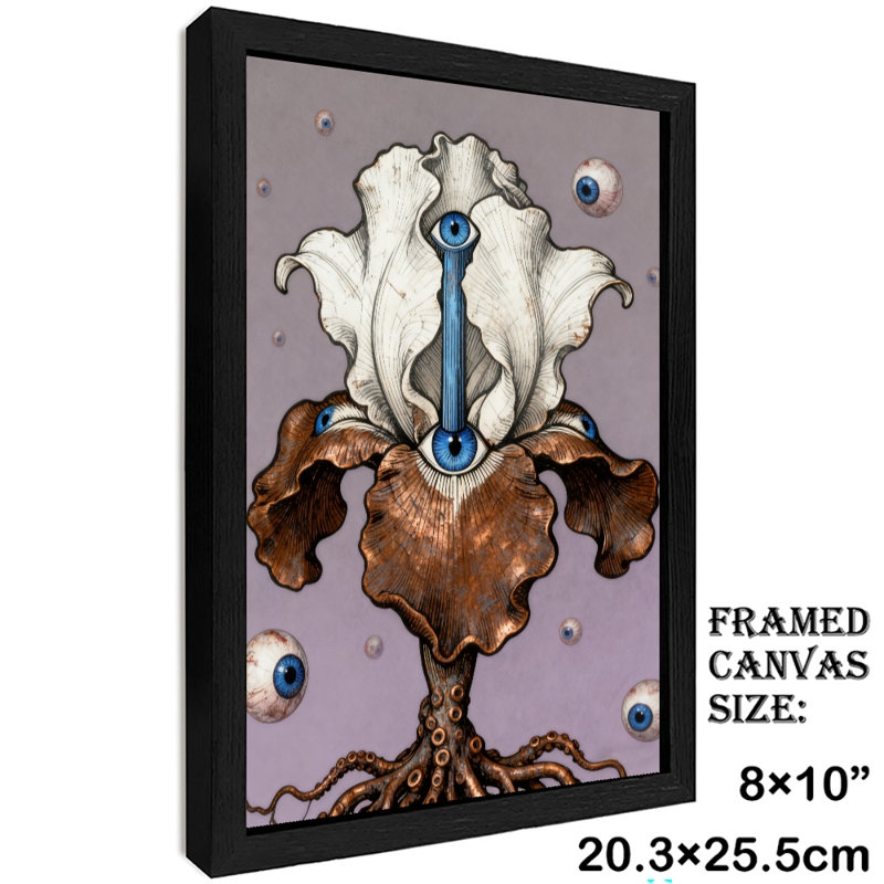 Reproduction d'art encadré noir avec fleurs et plantes aux talents et aux yeux uniques, H 11 po x l 9 po