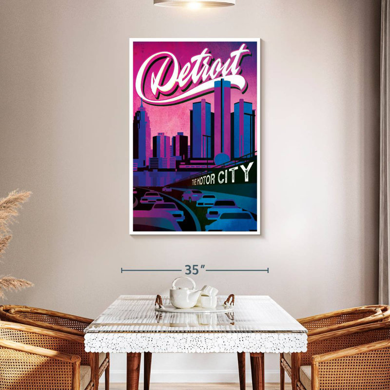 The Motor City Detroit, H 48 po x l 32 po