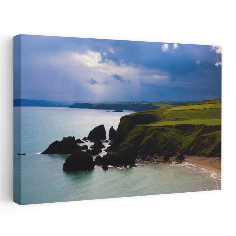 Plage de Ballydowane, comté de Copper Coast, Waterford, Irlande, paisible, plage contemporaine, art marin, H 24 po x l 36 po