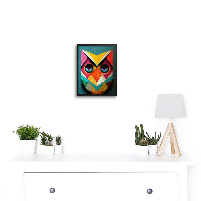 Cute Colourful Geometric Owl - Single Picture Frame Print