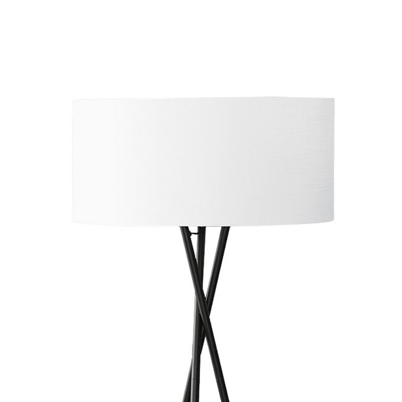 Treo Floor Lamp, Tripod Design, Fabric Drum Shade, 62 Inch, Black, Ivory