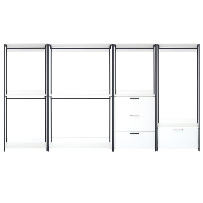 Système de placard autoportant - blanc, métal, rangement très profond, résistance à la chaleur et à l'eau, égratignures, garde-robe à structure blanche en métal E0 Board, aux taches, rayures, eau, chaleur, calibré