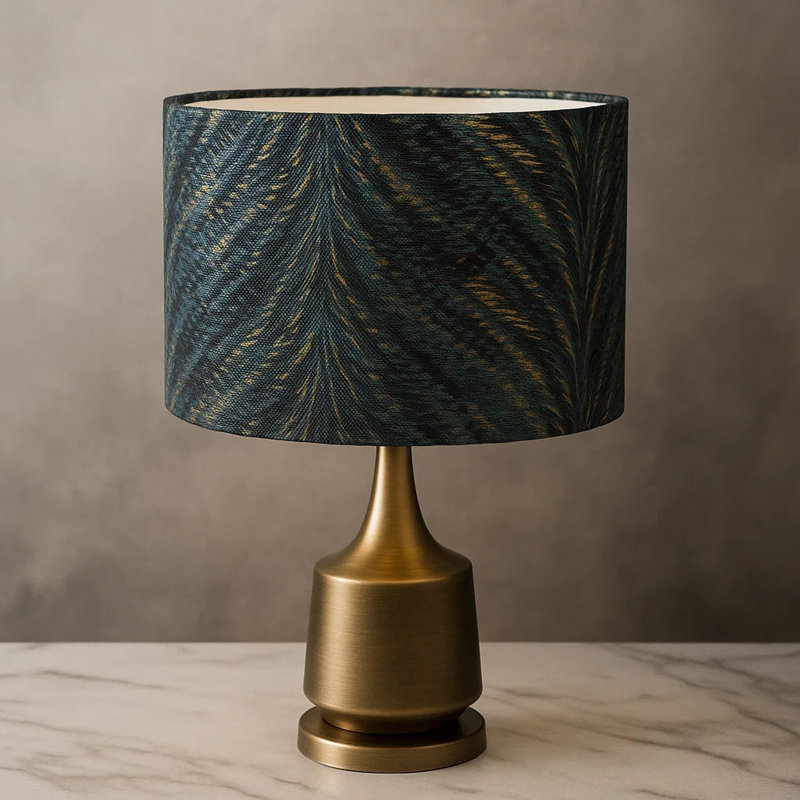Silk Drum Lamp Shade ( Screw On ), Teal, 25cm H x 40cm W x 40cm D
