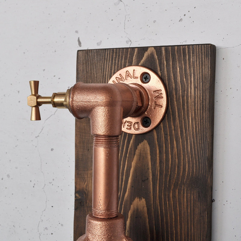 Lampe murale élégante en bois massif, 11,8 x 5,5 x 4,7 pouces | Accents or rose, douille E27 (200 W maximum) | Interrupteur marche / arrêt sur le câble | Parfait pour le salon, la chambre à coucher et le bureau personnel | Éclairage élégant et fonctionnel