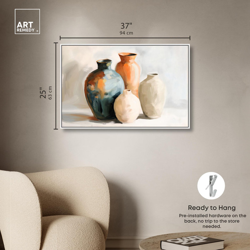 Art mural Sandwave Jars, H 25 po x l 37 po, Cadre blanc