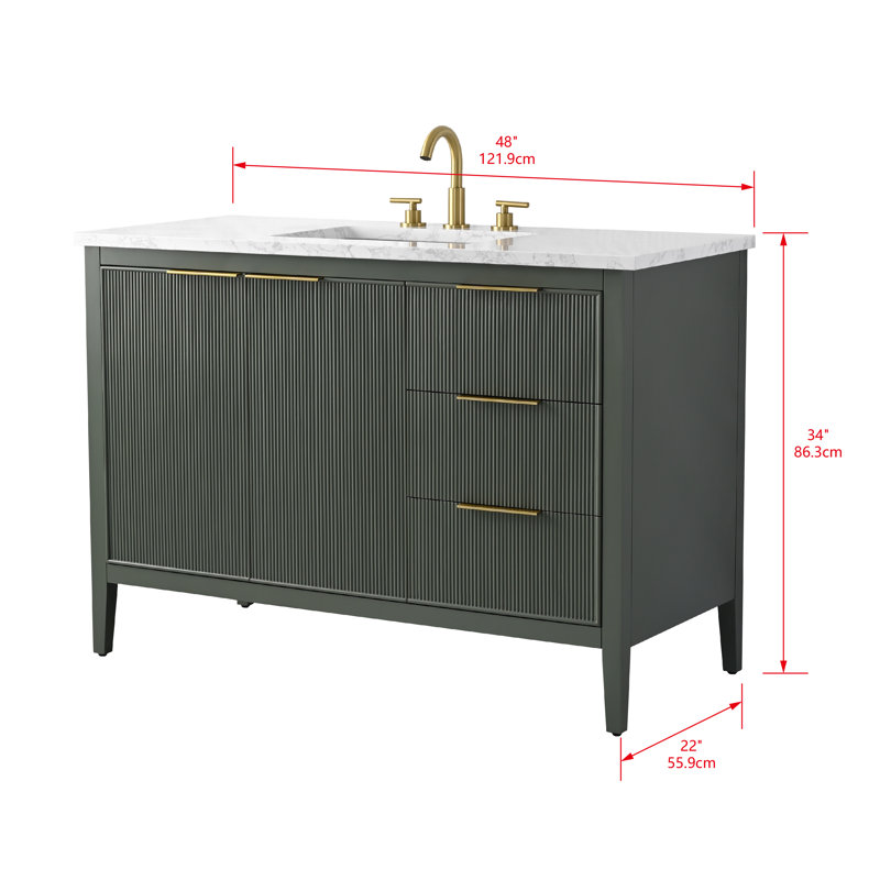 Emma 48" W Single Vanity, Vintage Green/Brushed Bronze