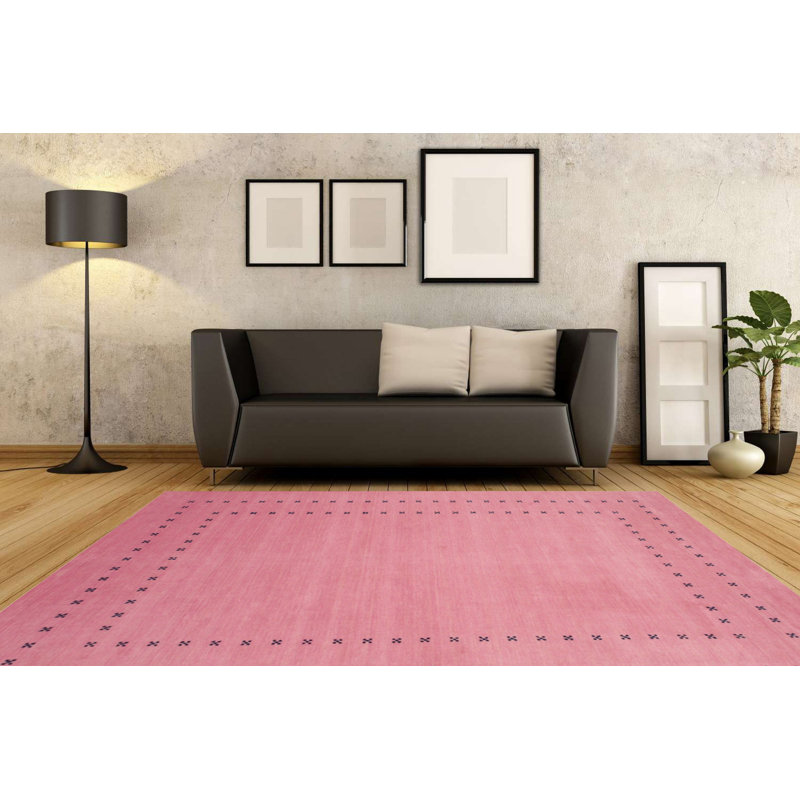 Tapis d'intérieur en laine rose noué à la main à la fois élégant et durable Northome, Rectangle 9 pi x 12 pi