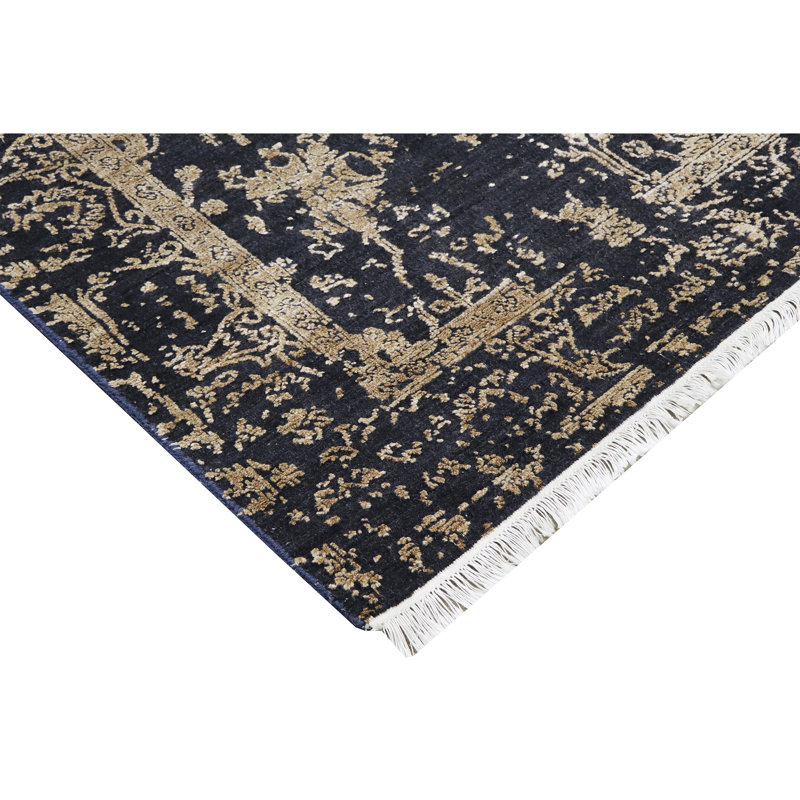 One-of-a-Kind Rectangle 4' x 6' in Denim/Brown