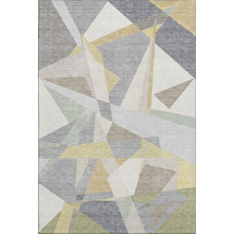 Premium Machine Washable Slesnick AMF1666 Geometric Rug, Rectangle 8' x 10'