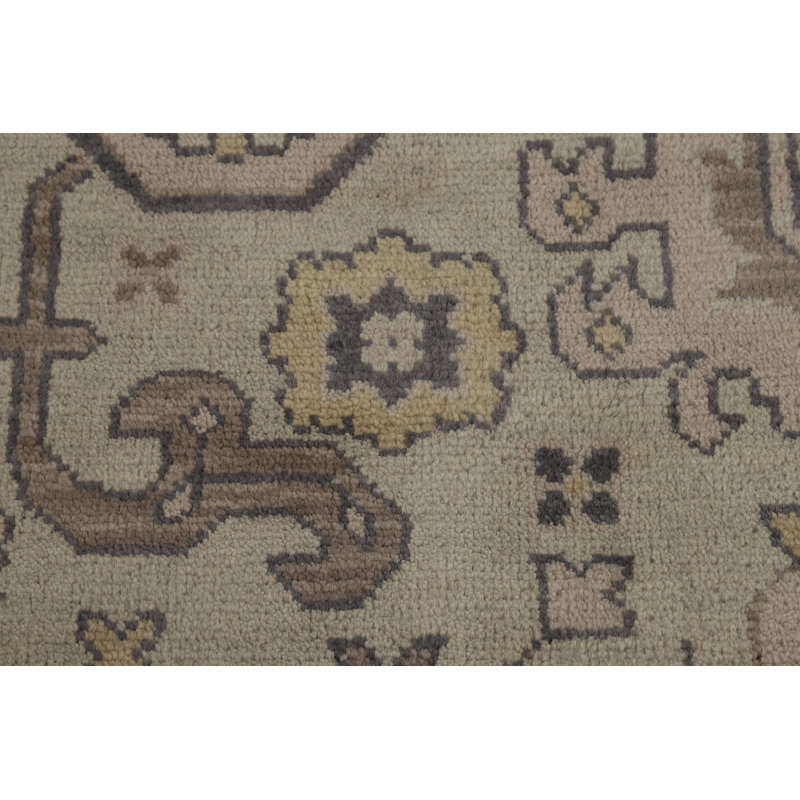 Tapis vert vert fait à la main Oushak 9 x 12