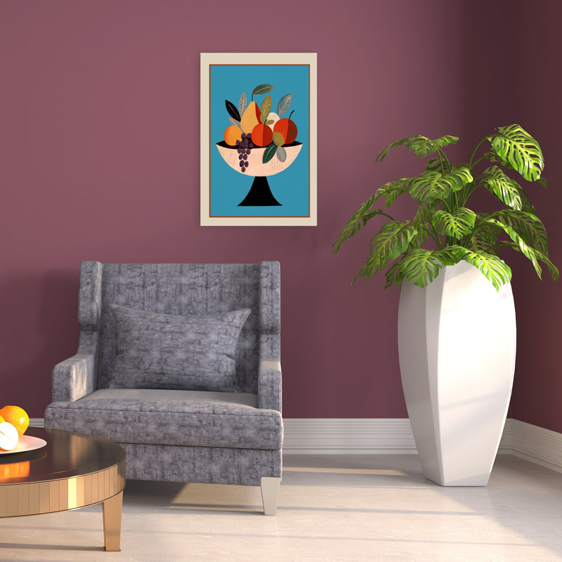 Vibrant Fruit Bowl Abstract Colorful Elegant Fruit Landscape Wall Art Print 1 Piece Wrapped Canvas Wall Art