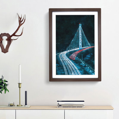 Oakland Bay Bridge In San Francisco - Single Picture Frame Print on MDF