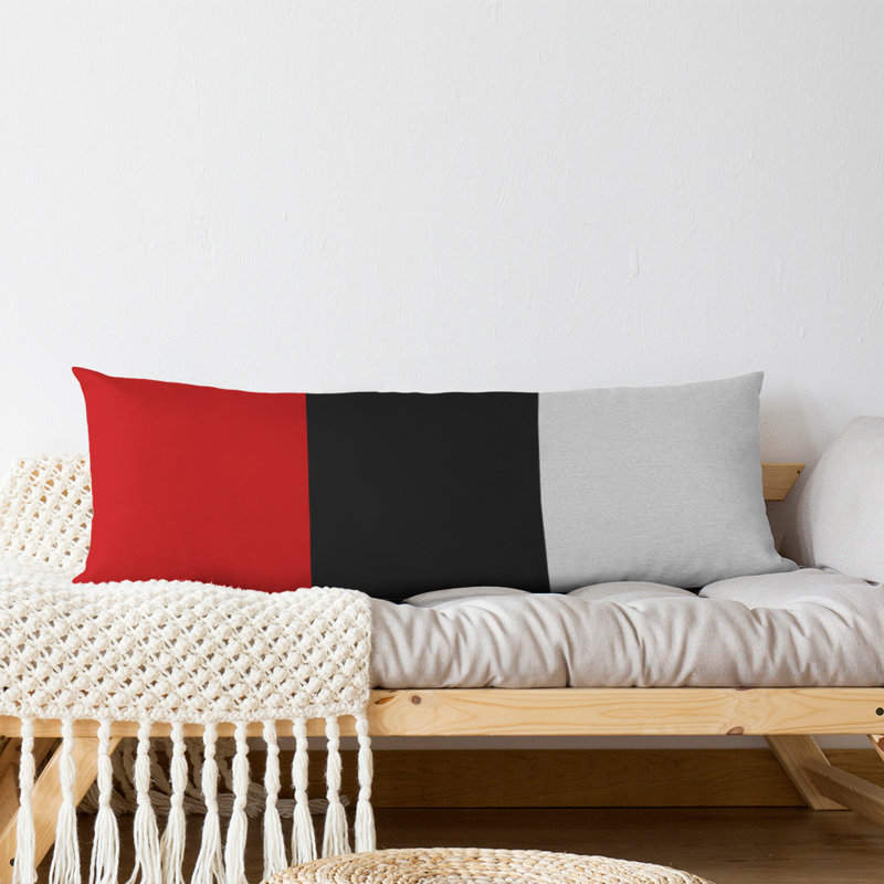 Stripes Medium Polyester/Polyfill Body Pillow, Acton, Red/Black Middle