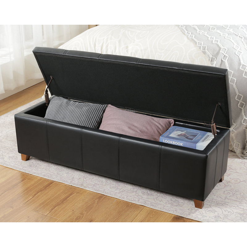 Banc de rangement avec repose-pieds 48 po, Noir