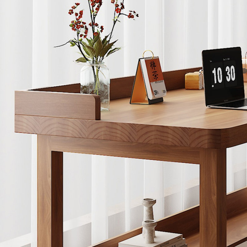 Bureau rectangulaire brun en bois massif, H 29,53 po x l 55,12 po x P 23,62 po